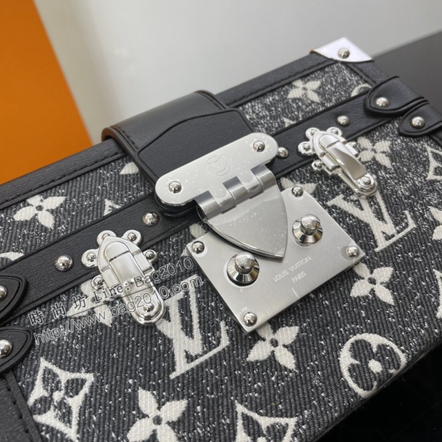 Lv路易威登2023專櫃新款Petite Malle手袋 LV提花丹寧布小硬箱斜挎包 M21462 ydh5032